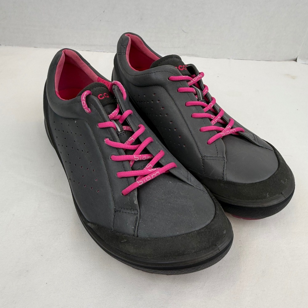 ECCO Biom Natural Motion Womens 39 Gray Pink Leather Walking Shoes Sneakers